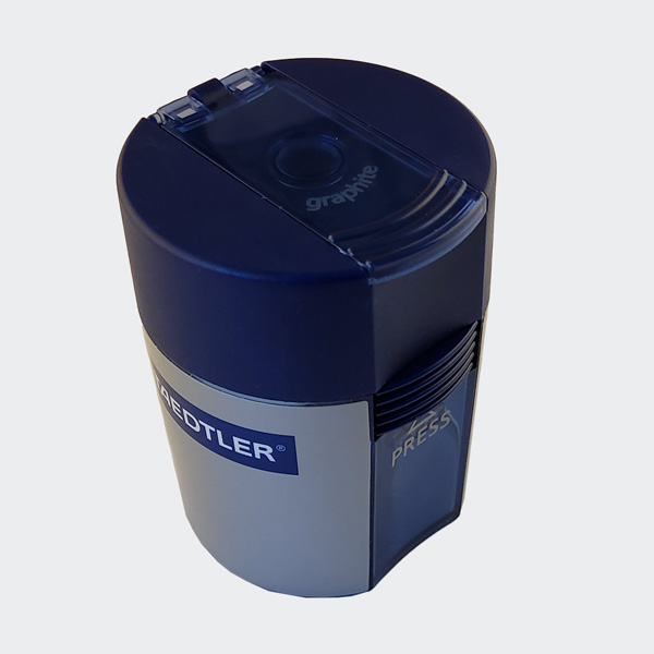 STAEDTLER Spitzdose, rund, silber, blauer Deckel