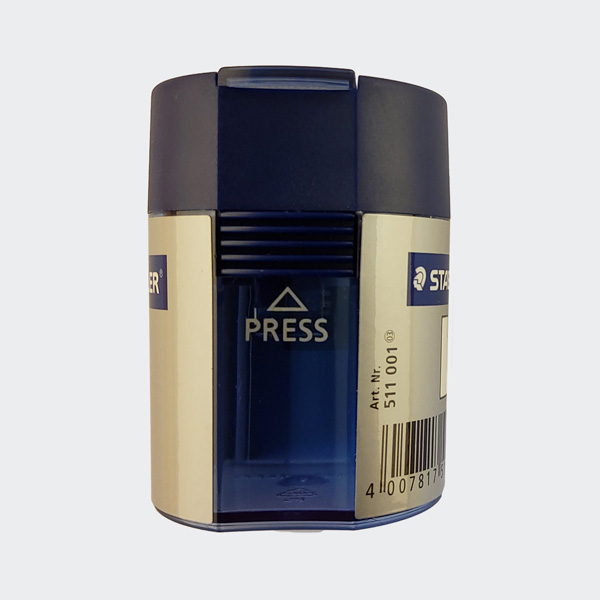 STAEDTLER Spitzdose, rund, silber, blauer Deckel