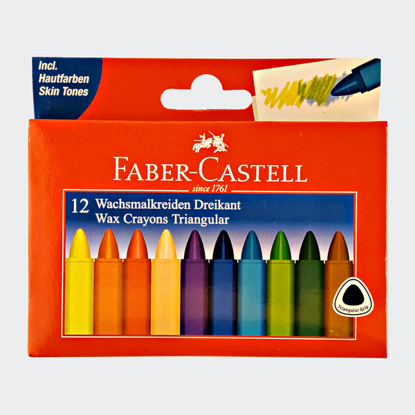 FABER-CASTELL Dreikant-Wachsmalkreide, 12er Kartonetui