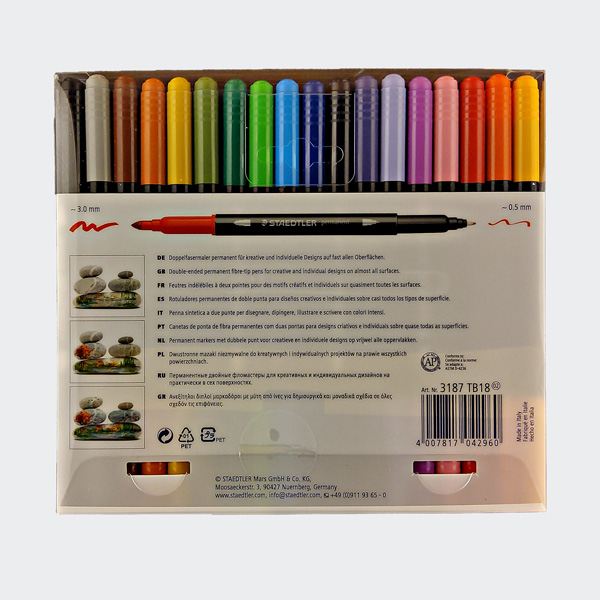 STAEDTLER Doppel-Fasermaler permanent, 18er Etui