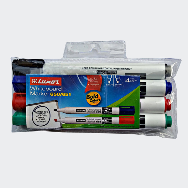 Luxor Whiteboard-Marker 650, Rundspitze, 4er Etui