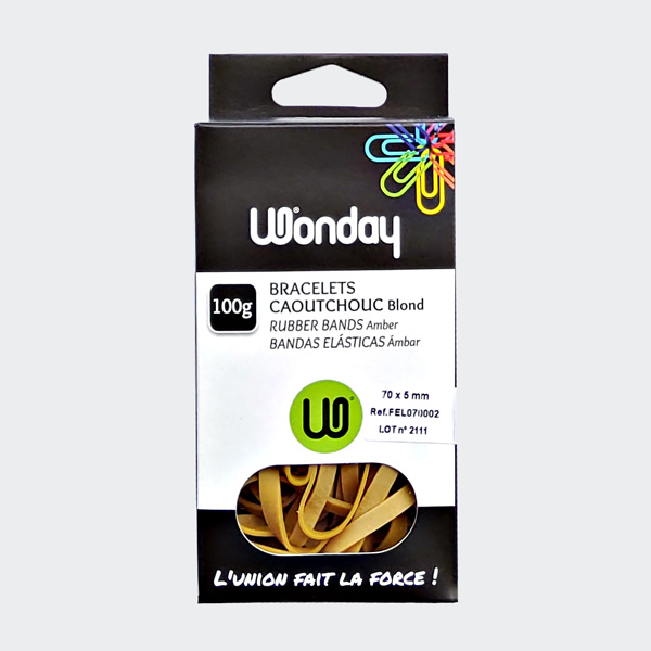 Wonday Gummibänder im Karton, natur, 70 x 5 mm, 100 g
