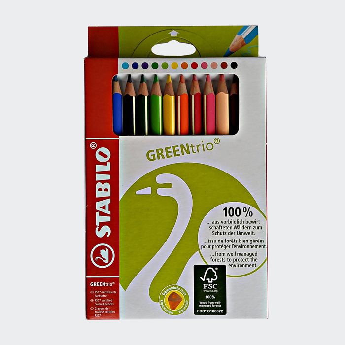 Dreikant-Buntstifte GREENtrio, dick - im Etui