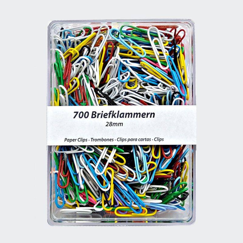 Briefklammern 28mm, kunststoffüberzogen, farbig sortiert