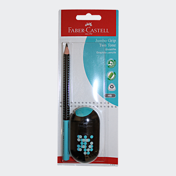 FABER-CASTELL Schreibset Jumbo GRIP TWO TONE HB, Blisterkarte