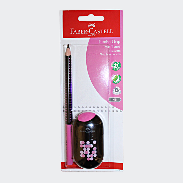 FABER-CASTELL Schreibset Jumbo GRIP TWO TONE HB, Blisterkarte