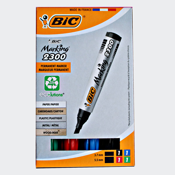 BIC Permanent-Marker 2300 Ecolutions, Keilspitze, 4er Etui